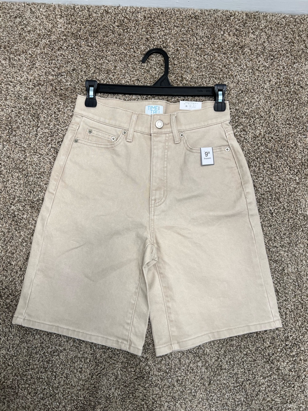 Time and Tru Beige High-Rise Bermuda Shorts